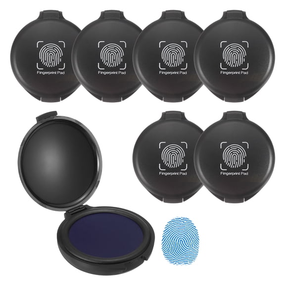Uxcell Fingerprint Ink Pads, 6Pcs Thumbprint Ink Pad Quick-Drying & Portable for Notary Stamp Office Supplies Identification ID Security Enforcement Fingerprints, Blue