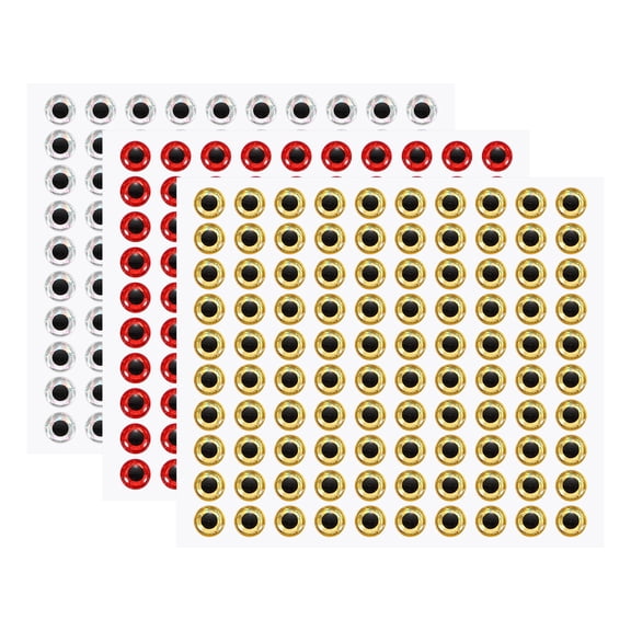 Uxcell Fish Eyes for Lures Making, 3D Eyes Fly Tying Materials Lures, Artificial Fishing Baits 8mm & 300 Pcs & Red/White/Yellow