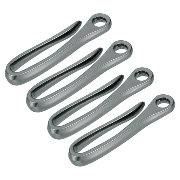 Uxcell Fish Hook Keychain, 4 Pcs Alloy U Shape Key Belt Clip Solid Key Chain Pocket Clip for Wallet Pants Purse Leathercraft, Matte Black Plated