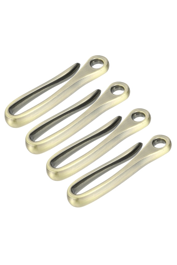 Fish Hook Keychain, 4 Pcs Alloy U Shape Key Belt Clip Solid Key Chain Pocket Clip for Wallet Pants Purse Leathercraft, Retro Blue Plated