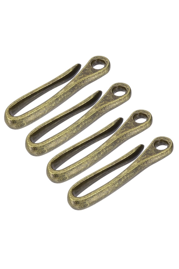 Fish Hook Keychain, 4 Pcs Alloy U Shape Key Belt Clip Solid Key Chain Pocket Clip for Wallet Pants Purse Leathercraft, Retro Bronze Plated