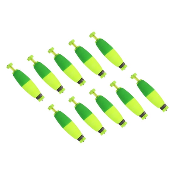 Uxcell Fishing Bobbers Floats, 2.1x0.5 in EVA Spring Foam Floats Weighted Bobbers Buoy, Green Yellow 10Pcs