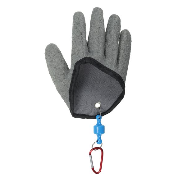 Uxcell Fishing Gloves with ABS Magnet Release Fisherman Professional Non-Slip Puncture Resistant Gloves, Grey (Right)