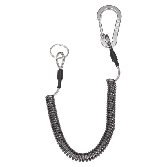 Uxcell Fishing Lanyard (47", Gray) Safety Fishing Pole Tether Kayak Paddle Leash Cord Retractable Coil Lanyard Fishing Tool Stainless Steel Wire Inside with Spring Buckle & Key Ring