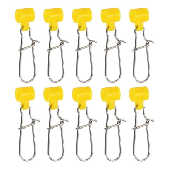 Uxcell Fishing Line Sinker Slider, with Duo Lock Snap Sinker Slider Weight Connector 6# for Fishing, Yellow 10Pcs