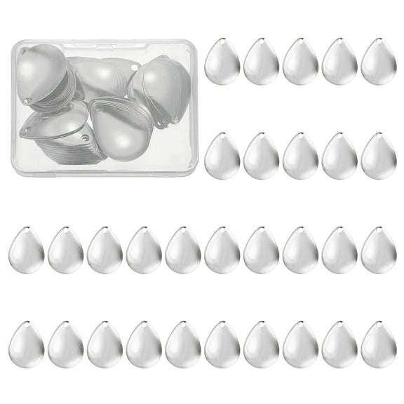 Uxcell Fishing Lure Blades, 40 Pack 1" x 0.7" Fishing Spinner Baits Willowleaf Lure Spinner Lure Making Part with Plastic Storage Box for Bait Fishing Accessories, Silver Tone