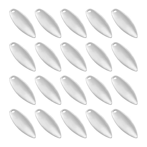 Uxcell Fishing Lure Blades, Fishing Spinner Baits Willowleaf Lure Spinner Making Part 20 Pcs & Silver & 1" x 0.3"-Fit for Spoons Rigs Fish Spinners Blades DIY Lures