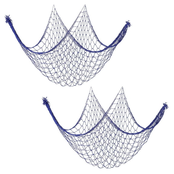 Uxcell Fishing Net Decor, 2 Pack 80" x 40" Fish Net Decor Party Accessory, Dark Blue