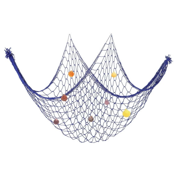 Uxcell Fishing Net Decor, 80" x 40" Fish Net Decor with Sea Shells, Dark Blue