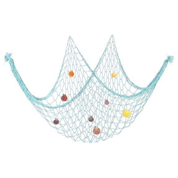 Uxcell Fishing Net Decor, 80" x 60" Fish Net Decor with Sea Shells, Blue