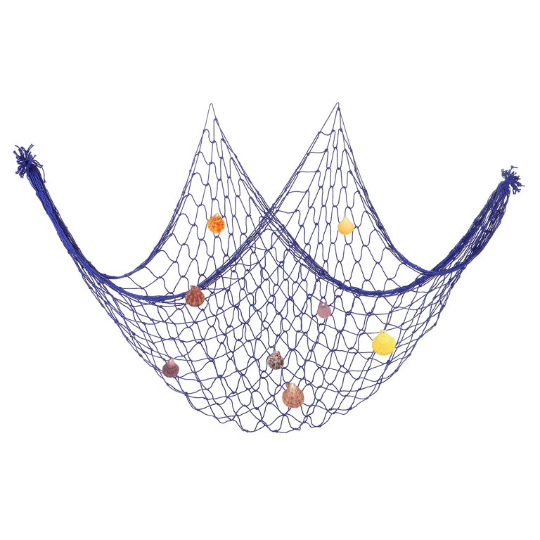 decorative fish netting with shells Natural Fishing Net Decor 79 Inch Beach Theme Decor for Party Home Bedroom Wall Hanging Net Decorations adding a unique and textured background Uxcell Fishing Net Decor, 80