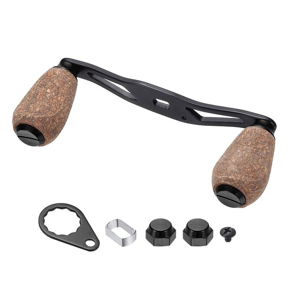 Uxcell Fishing Reel Handle, Metal Baitcasting Reel Handle Rocker Arm Grip with Double Wood Knob Replacement Parts - Fitting For(DIY/Fishing/Rocker Arm Accessories), Black