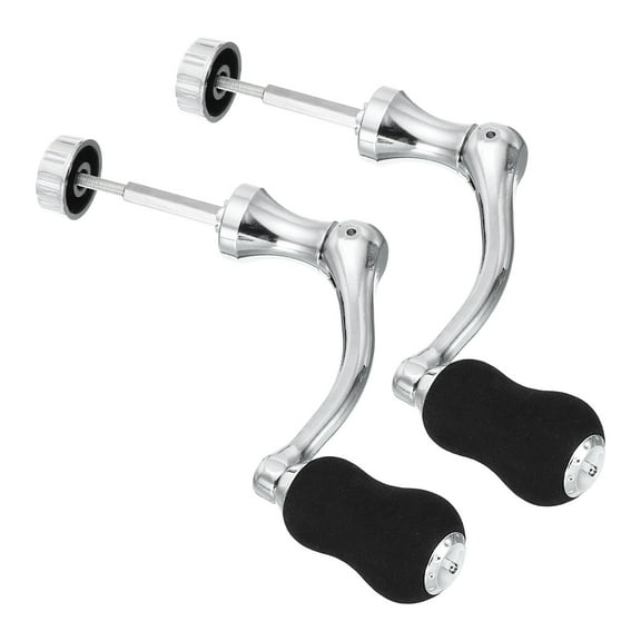 Uxcell Fishing Reel Handle Replacement Power Handle Rocker All Metal Arm EVA Grip with Rotary Knob Medium Large 2 Pack