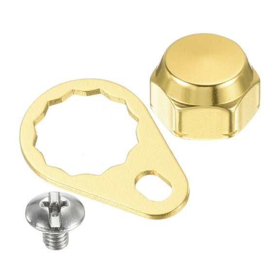 Uxcell Fishing Reel Right Handle Screw M8 Nut Cap Locking Plate DIY Accessories, Gold