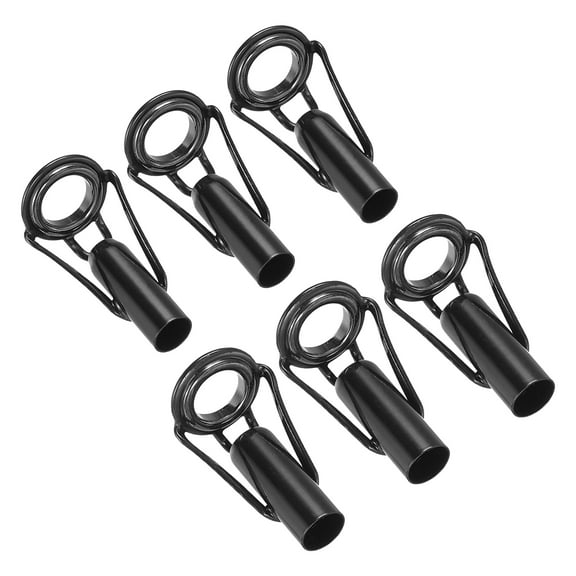 Uxcell Fishing Rod Tips Repair Kit 5mm/5.5mm Tube Dia, 6 Pcs Stainless Steel Ring Guide for Fishing, Black
