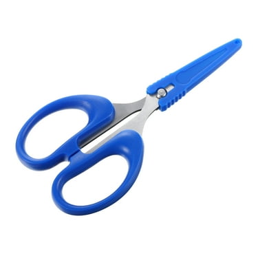 Uxcell Fishing Scissors Stainless Steel Non-Slip Braided Serrated Edge Scissor with Safety Cover, Blue