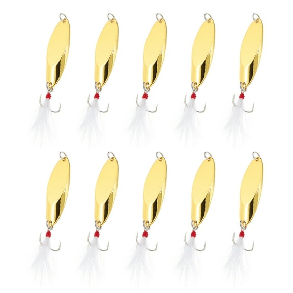Uxcell 10Pcs 3/4 oz Metal Fishing Spoons Fishing Lures Casting Spoon Gold Tone