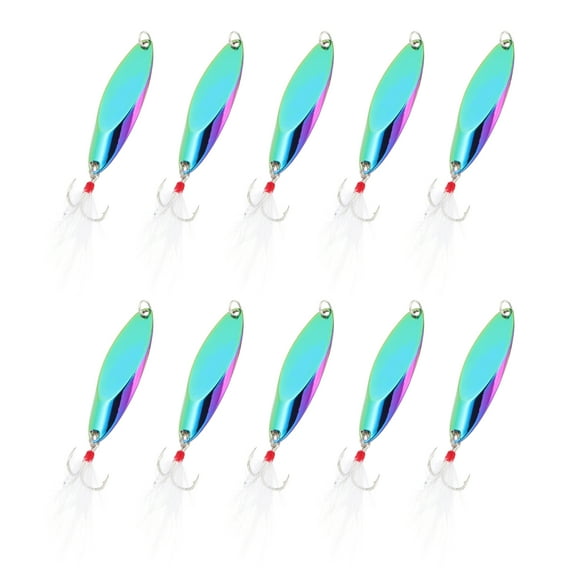 Uxcell 10Pcs 3/5 oz Metal Fishing Spoons Fishing Lures Casting Spoon Multicolor