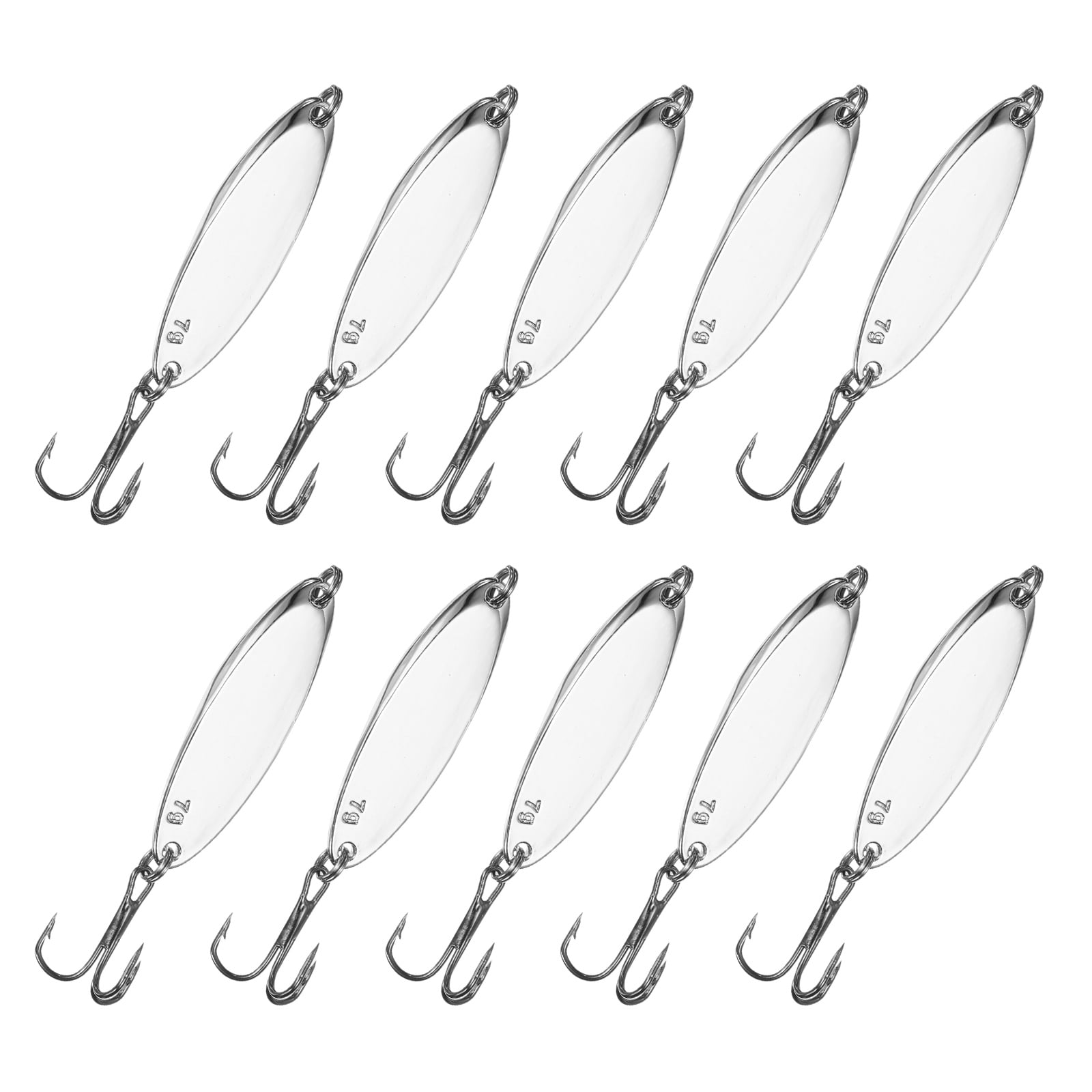 Uxcell Fishing Spoons Lures, Metal Saltwater Treble Trout Lures Jigging Spoon with Treble Hooks Casting Spinner Baits 10 Pcs & 1/4oz & Silver - Fitting for (Freshwater/Salmon/Bass/Trout)