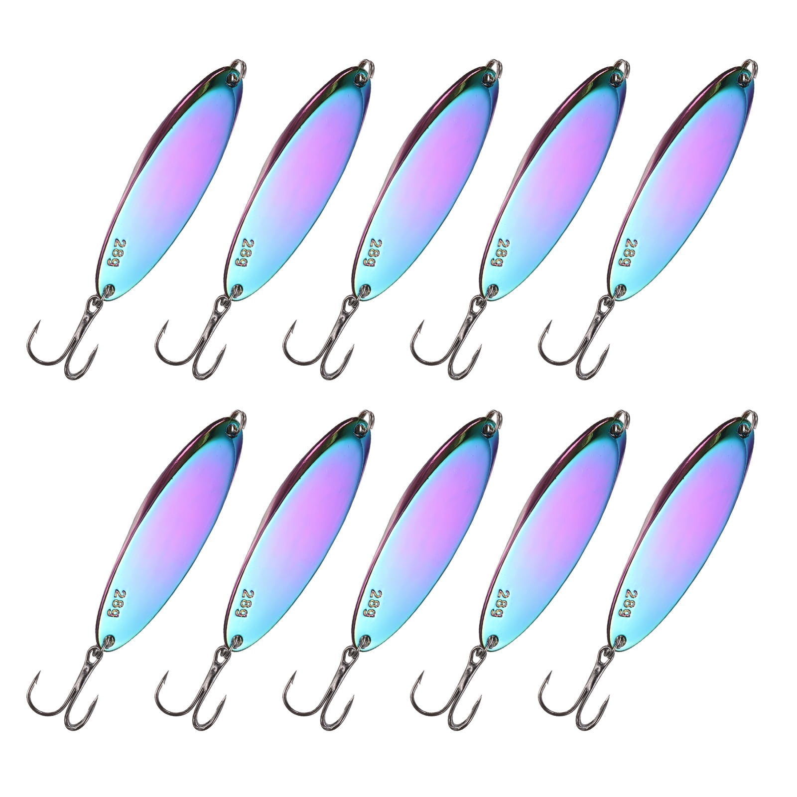 Uxcell Fishing Spoons Lures, Metal Saltwater Treble Trout Lures Jigging Spoon with Treble Hooks Casting Spinner Baits 10Pcs & 1 oz & Vibrant Colors - Fitting for (Freshwater/Salmon/Bass)