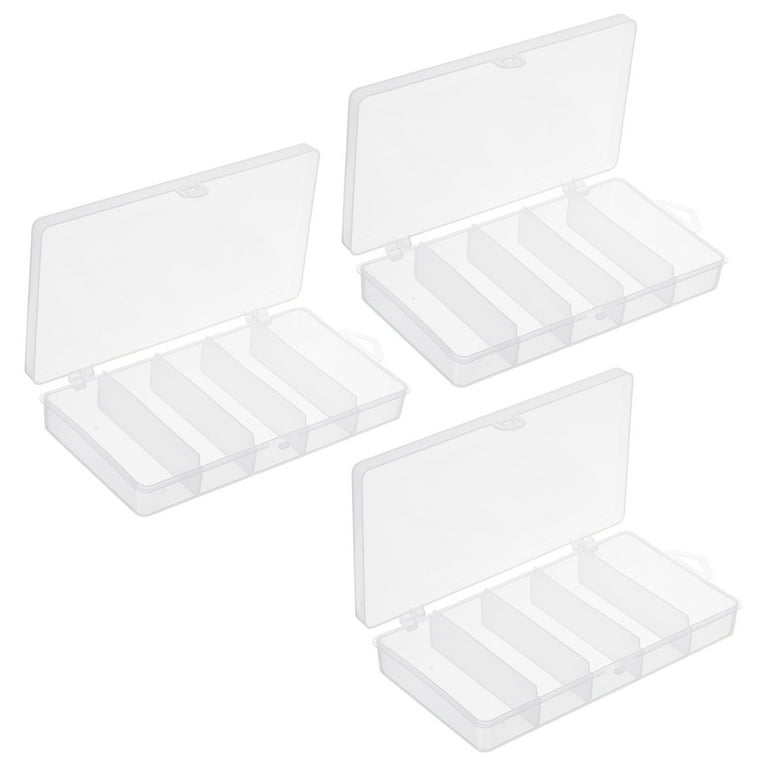 Uxcell Fishing Tackle Box, 5 Grids Bait Hooks Accessory Storage Container,  Clear 3 Pack