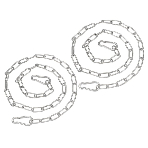 Uxcell Fitness Chain Porch Hanging Swing Chair Chain Heavy Duty Fitness Extension Kit Silver 1/8 x 40"