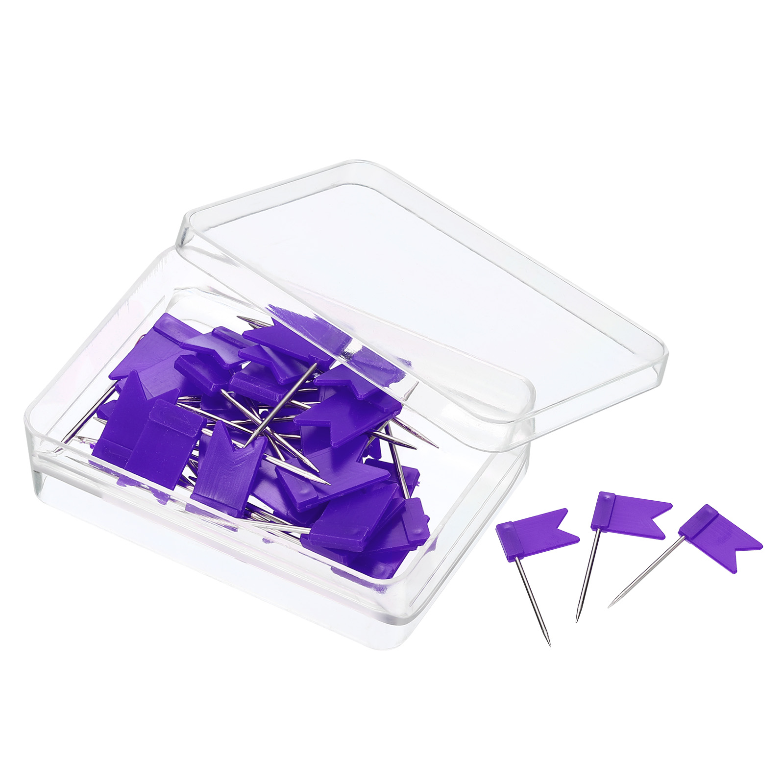 Push Point Pin Uxcell Flag Map Push Pins Plastic Head Steel Point Pin Tacks, Purple 60 ...