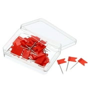 Uxcell Flag Map Push Pins Plastic Head Steel Point Pin Tacks, Red 60 Pack