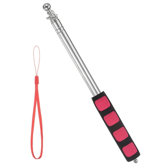 Uxcell Flag Pole 4.59 Feet Telescopic Handheld Flagpoles, Stainless Steel Tour Guide Portable Flag Pole Red