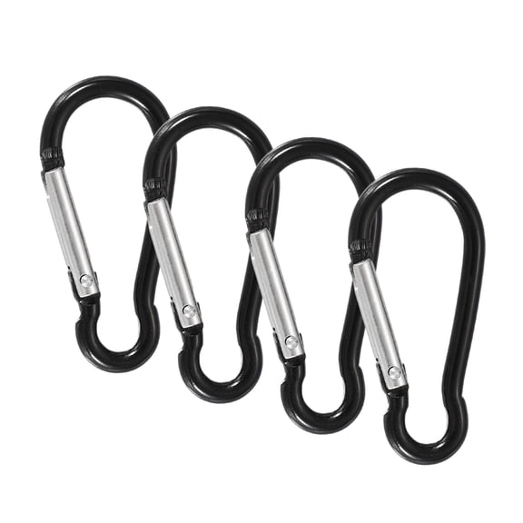 Uxcell Flag Pole Rings, 4 Pcs Flag Clips for Flagpole Pole Ring Replacement Clips Spring Snap Hooks Hardware Accessories for Keychain Camping, Black