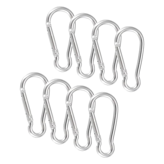 Uxcell Flag Pole Rings, 8 Pcs Flag Clips for Flagpole Pole Ring Replacement Clips Spring Snap Hooks Hardware Accessories for Keychain Camping, Silver