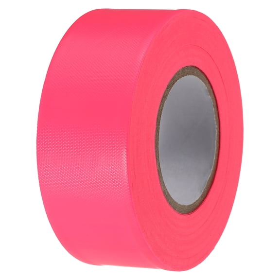 Uxcell Flagging Tape 1.2"x150' Non-Adhesive Neon Marking Tape Rose Red