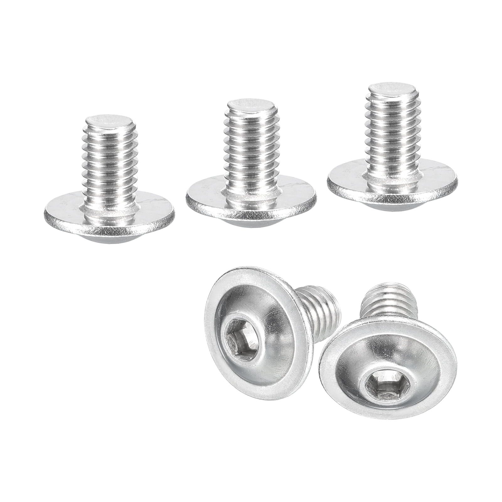 Uxcell Flanged Button Head Socket Cap Screws, 100 Pcs M5x8mm - 304 Stainless Steel Socket Drive Fasteners Bolts, Fully Thread Machine Screws (Silver)