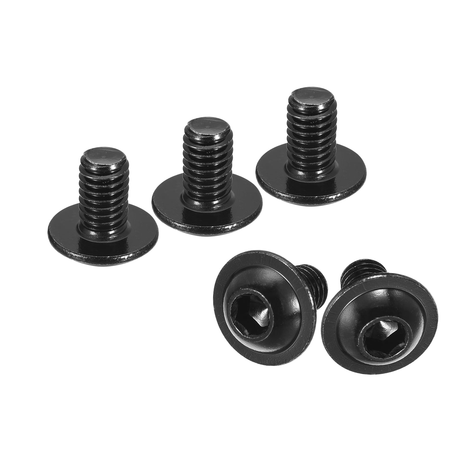 Uxcell Flanged Button Head Socket Cap Screws, 100 Pcs M6x10mm - 304 Stainless Steel Socket Drive Fasteners Bolts, Fully Thread Machine Screws (Black)