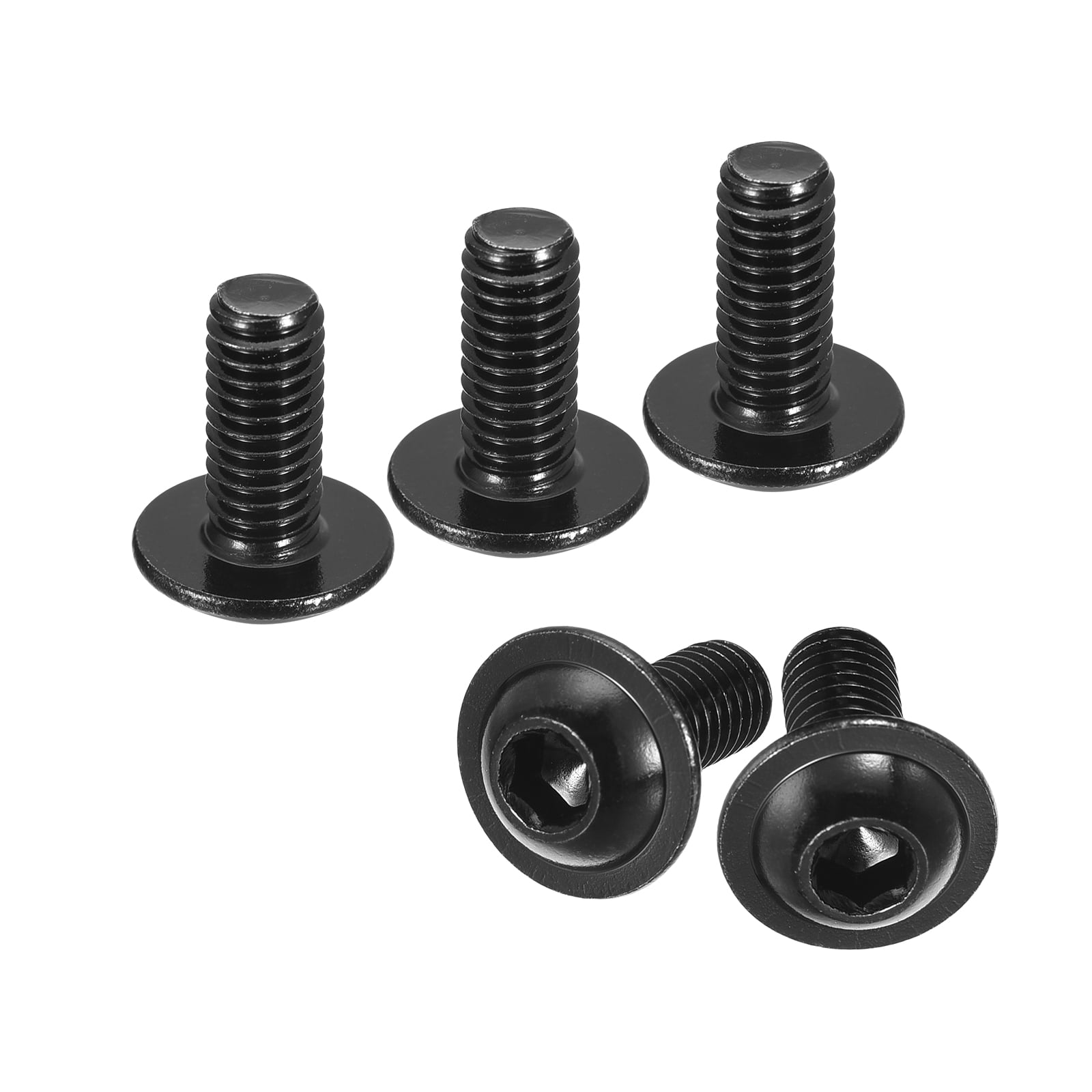 Uxcell Flanged Button Head Socket Cap Screws, 100 Pcs M6x16mm - 304 Stainless Steel Socket Drive Fasteners Bolts, Fully Thread Machine Screws (Black)