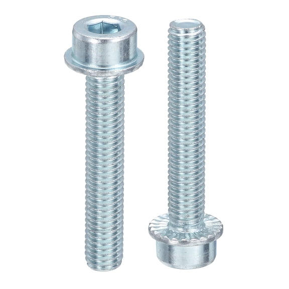 Uxcell Flanged Hex Socket Head Cap Screws Bolt Blue White M8x45mm 10 pack