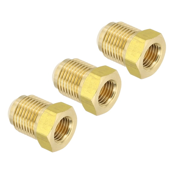 Uxcell Flare Connectors, SAE 45 Degree Flare Brass Adapter Flare Pipe Fitting for Air Gas Line Refrigeration HVAC 1/4" Female Flare x 3/8" Male Flare 3