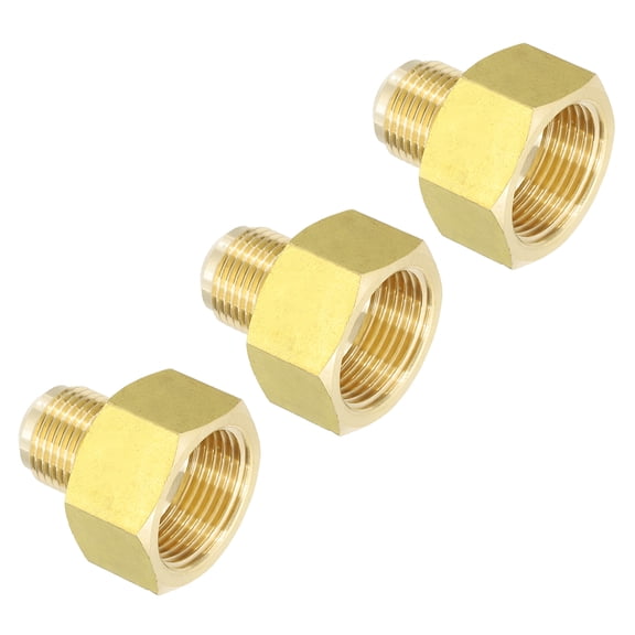 Uxcell Flare Connectors, SAE 45 Degree Flare Brass Adapter Flare Pipe Fitting for Air Gas Line Refrigeration HVAC 3/4" Female Flare x 1/2" Male Flare 3
