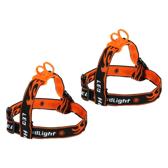 Uxcell Flashlight Headband Holder, 2 Pcs Nylon Adjustable High Elastic Hands-Free Headlamp Headlight Strap, Orange