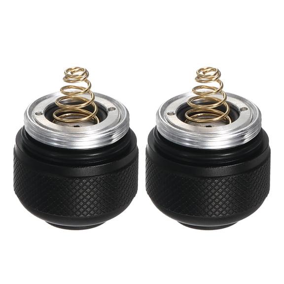 Uxcell Flashlight Tail Cap 2 Pcs, Flash Light End Cap 20.8mm External Thread Aluminum Alloy with Button Spring Tail Switch for Home Camping Security LED Flashlight Indoor Outdoor, Black