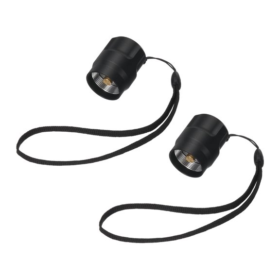 Uxcell Flashlight Tail Cap 2 Pcs, Flash Light End Cap 22mm Internal Thread Aluminum Alloy with Button Tail Switch for Home Camping Security LED Flashlight Indoor Outdoor, Black