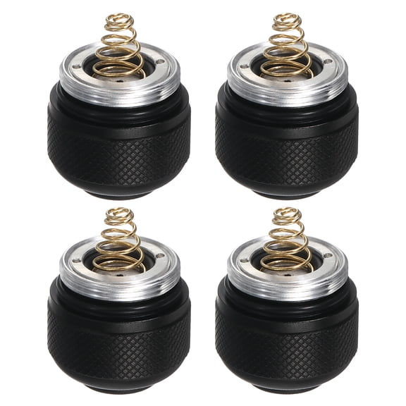 Uxcell Flashlight Tail Cap 4 Pcs, Flash Light End Cap 20.8mm External Thread Aluminum Alloy with Button Spring Tail Switch for Home Camping Security LED Flashlight Indoor Outdoor, Black
