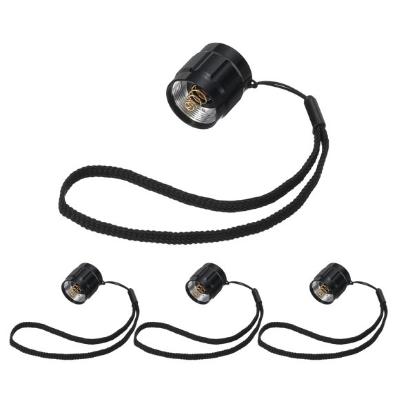 Uxcell Flashlight Tail Cap 4 Pcs, Flash Light End Cap 21mm Internal Thread Aluminum Alloy with Button Spring Tail Switch for Home Camping Security LED Flashlight Indoor Outdoor, Black