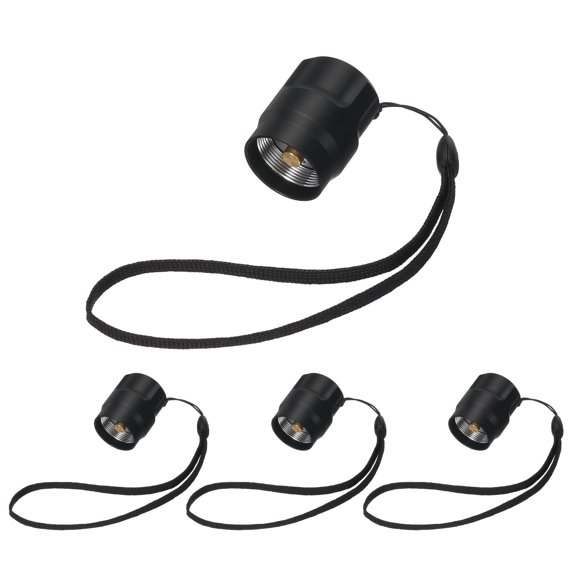 Uxcell Flashlight Tail Cap 4 Pcs, Flash Light End Cap 22mm Internal Thread Aluminum Alloy with Button Tail Switch for Home Camping Security LED Flashlight Indoor Outdoor, Black