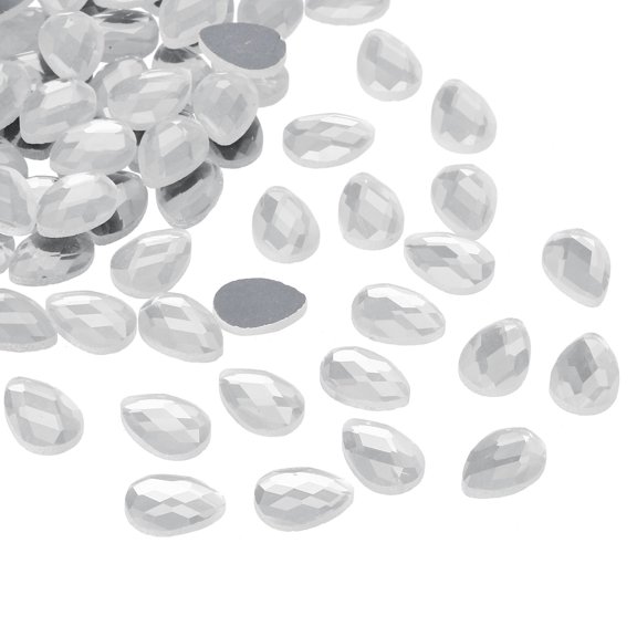 Uxcell Flat Back Acrylic Teardrop Gems, 14x10mm Teardrop Rhinestones Bead, Clear 50Pcs
