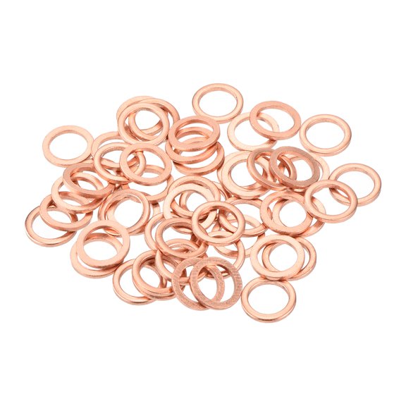 Uxcell Flat Copper Washers Copper Flat Sealing Ring Copper 52 pack 10x14x1.5mm