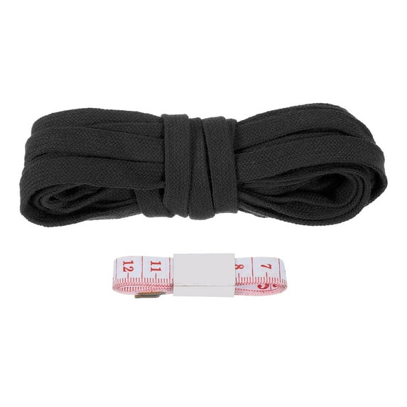 Uxcell Flat Drawstring Cord Replacement Soft Cotton Hoodie String Cord Roll Black 12mm x 5 Yd
