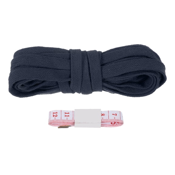 Uxcell Flat Drawstring Cord Replacement Soft Cotton Hoodie String Cord Roll Navy Blue 10mm x 5 Yd