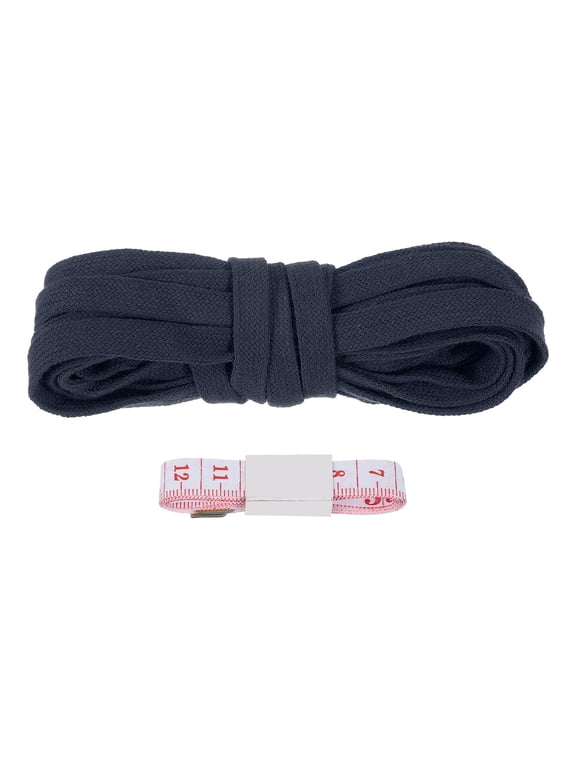 Flat Drawstring Cord Replacement Soft Cotton Hoodie String Cord Roll Navy Blue 10mm x 5 Yd