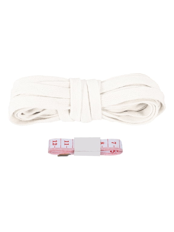Flat Drawstring Cord Replacement Soft Cotton Hoodie String Cord Roll White 10mm x 5 Yd